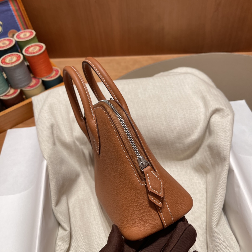 에르메스 미니 볼리드18 골드브라운 은장 앱송